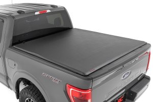 Ford F-150 Lightning Soft Roll Up Bed Cover - Rough Country - Matte Black - '22-'23 Ford F-150 Lightning Soft Roll Up Bed Cover - Rough Country - Matte Black - '22-'23